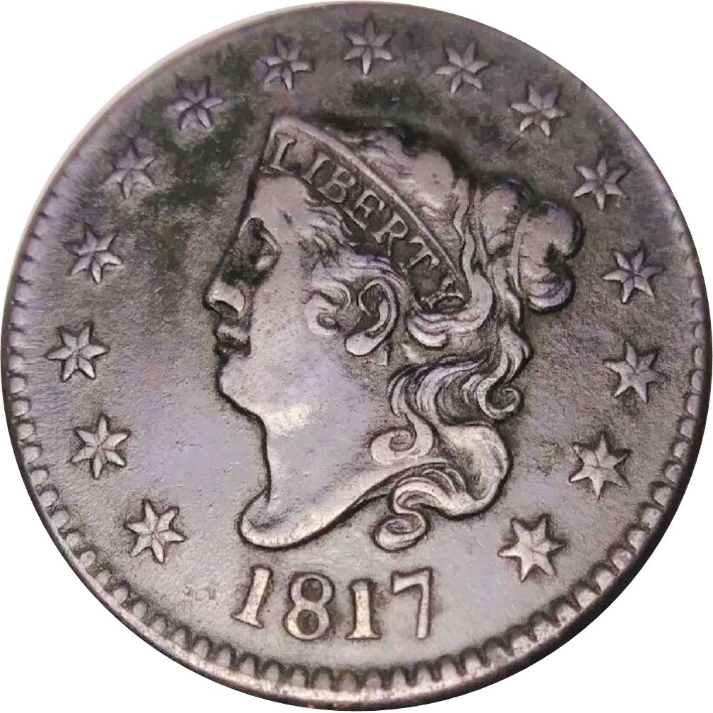 1817-Coronet-Large-Cent-Newcomb-16-Error-With-15-Stars